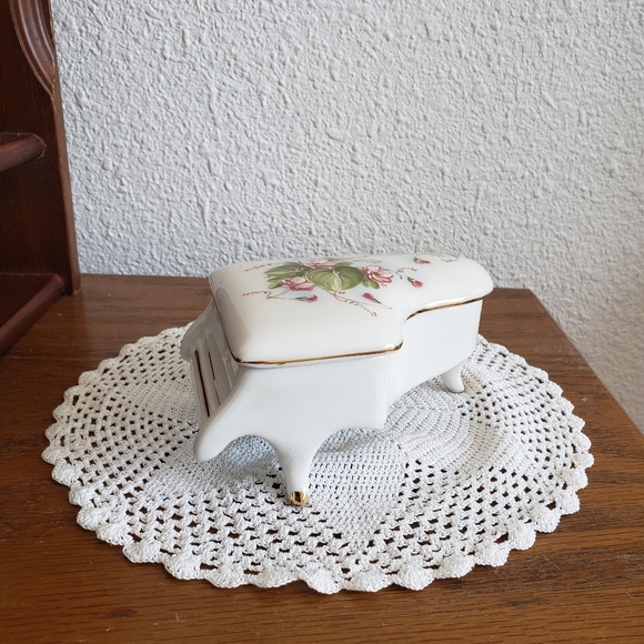 #Vtg Italy Firenze Handpainted Perugina Porcelain Grandpiano Jewelry Trinket Box - Picture 9 of 12
